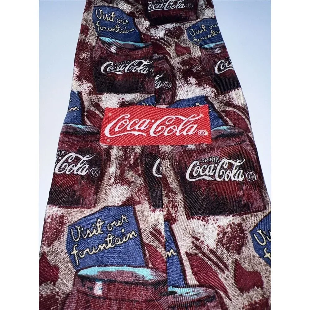 Men's‎ Coca-Cola Visit Our Fountain Ad Men's Neck Tie 100% Silk